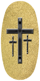 DASOV 517 BK SH GD Black 3 Crosses Shimmer Gold Background